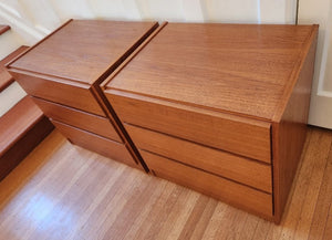 Pair of Teak 3-Drawer Bedside Tables