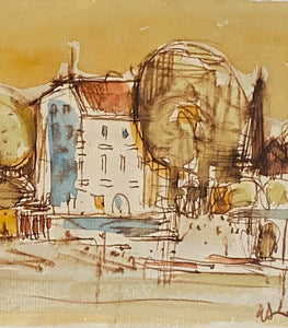 Signed Watercolour, "Old Tegal Berlin", Herbert Siebner