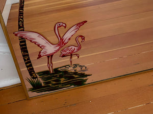 Fun Vintage Flamingo Mirror in Brass Frame