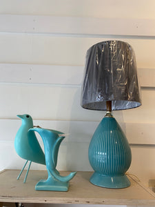 Vintage Aqua Blue Ceramic Table Lamp- Cook Street Vintage