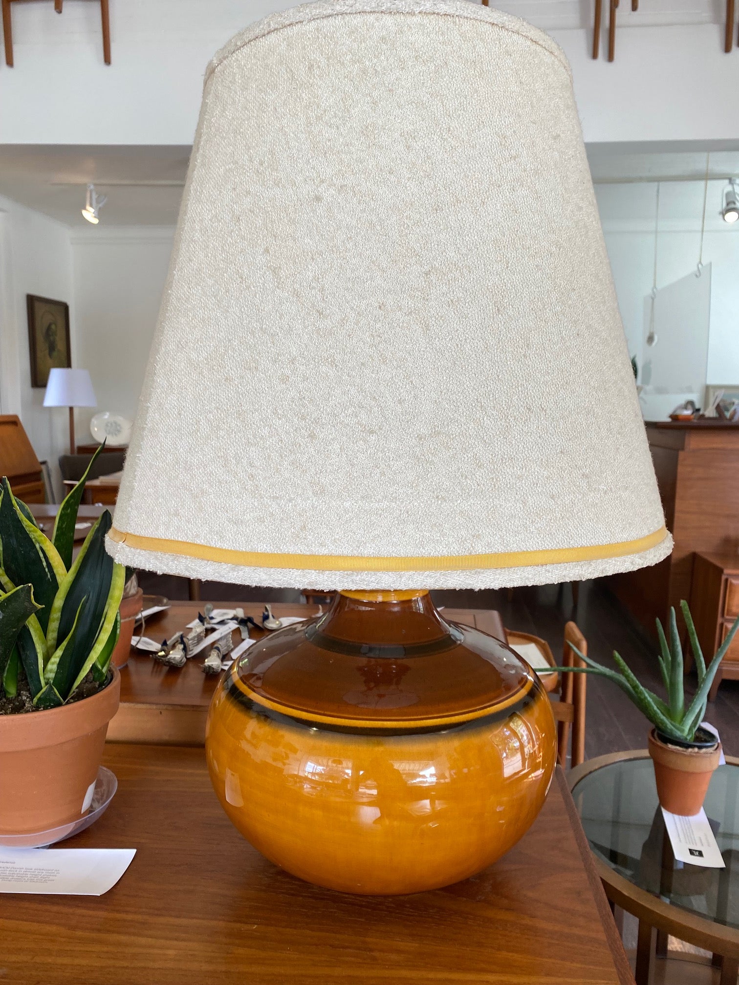 Large MCM brown table lamp- Cook Street Vintage